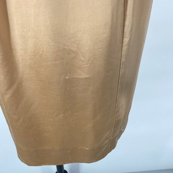 Vintage 90s Jessica McClintock Satin Mini Dress Flower Beaded Straps Champagne 6 - Picture 8 of 15